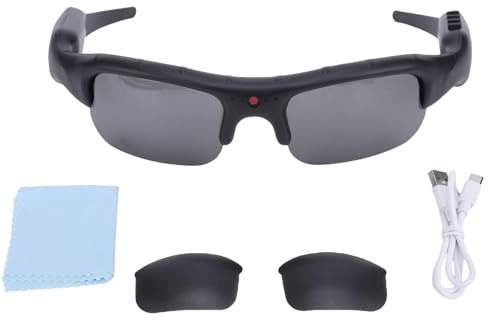 MechKit Kamera Brille, 1080P HD Videobrille Actionkamera Intelligente Stabilisierung Weitwinkelobjektiv Sportkamera Polarisierte Linse Sportbrille, Handy Verbindung First Person Perspektive
