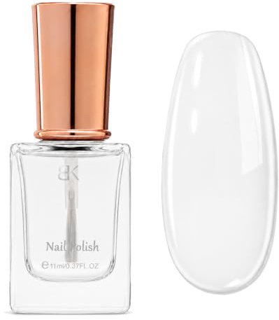 Clear Nail Polish - Quick Dry Top Coat & Base Coat - 2-in-1 Transparent Nail Varnish - High Glossy Long Lasting Nail Polish - No Cure Needed Strengthening Nail Coat