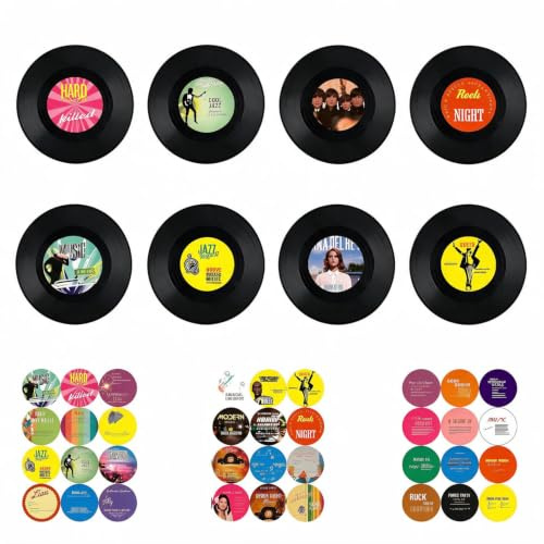 ZJXKJGS 8 Piezas Disco De Vinilo Retro, Decoración de Discos de Vinilo, Pared De Decoración De Discos De Vinilo, Diseño Retro De Discos De Cd, para Puede Utilizar En Café (7 inch)(Patrón aleatorio)