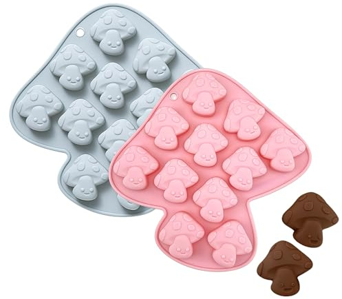SamHeng Silicone Mushroom Moulds, 2 Pcs, Chocolate Moulds | 11 Cavity, DIY Jelly Mould, Non-Stick, for Baking Candy Gummy Ice Cube Desserts