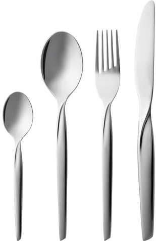 Gense Twist Besteck Set 4 Personen, 16 Teiliges Besteckset, Essbesteck Set aus Glänzendem Stahl, Spülmaschinenfest, Skandinavisches Design