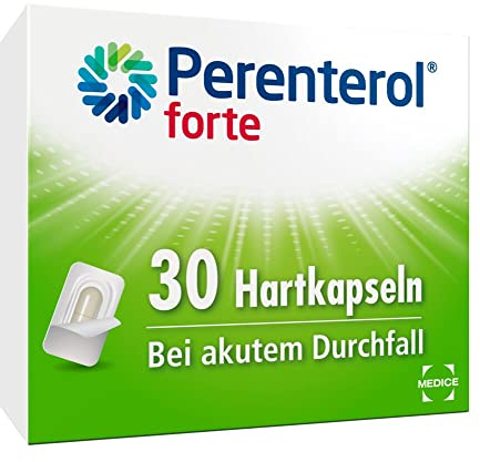 Perenterol forte 250 mg 30 Kapseln - Durchfall Medikament zur Vorbeugung & Behandlung von akutem Durchfall - entzündungshemmend - verhindert übermäßigen Flüssigkeitsverlust