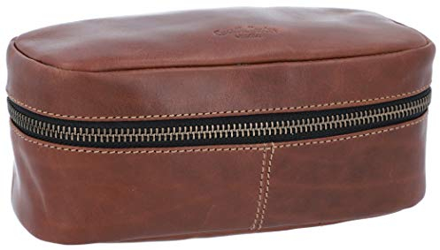 Gusti Leder Federmäppchen - Strallan Federmappe Leder Braun Vintage für Schule & Büro, Großes Stifteetui Schlampermäppchen mit Reißverschluss