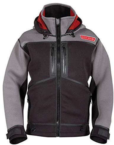 STORMR Men's Strykr Neoprene Waterproof Windproof Fleece Interior Insulated Fishing Jacket, Smoke, XXX-Large