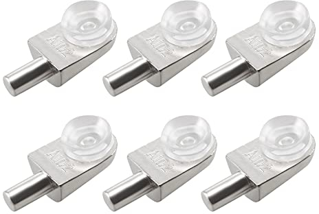 sourcing map Shelf Support Pegs 20pcs Glass Shelf Pins Bracket Zinc Alloy Nail Polished Rod Joint with Suction Cup with 5mm Dia Pin