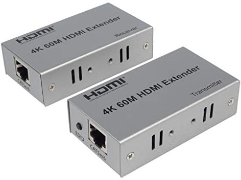 PremiumCord 4K Extensor HDMI a 60 m Mediante Cable Cat6/6A/7, UHD 4K 2160p 30 Hz, Full HD 1080p, 18 Gbps, HDMI1.4, HDCP1.4, Carcasa Metálica, Negro