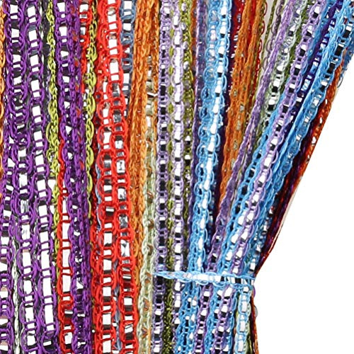 Kuou Glitter Retro Plain Tassel String Door Curtain - Fly Insect Bug Screen for Doorway, Living Room, Party Events or Window Panel (100 * 200cm)