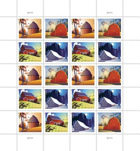 Barn Postcard Forever Postage Stamps 2 Sheets of 20 US Postal First Class American History Wedding Celebration Anniversary (40 Stamps)