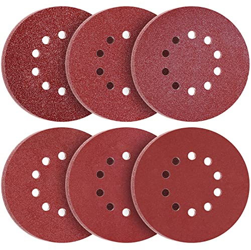 KONGMING 60 Pièces Disques de Ponçage 225mm Grain 40 60 80 120 240 320 Disque Abrasif 225mm 10 Trous pour Girafe Ponceuse