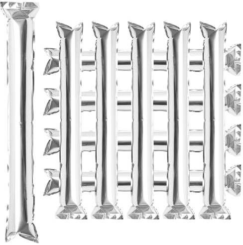 jojofuny 12pcs Silver Inflatable Cheering Sticks Noise Makers for Sports Events Cheerleading Accessories Football Basketball Party Celebrations
