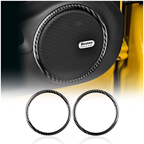 KUNGKIC 2 Stück Auto Türlautsprecher Trim Hochtöner Abdeckung Musik Player Kohlefaser Aufkleber Innenraum Kompatibel mit Chevrolet Camaro 2010-2015 Zubehör (Schwarz)