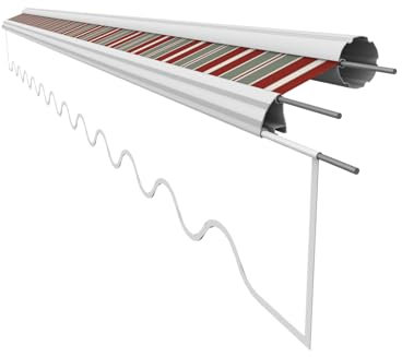 VANA Markisenstoff ohne Volant für 5 x 3 m Markise Ersatzstoff Markisentuch Markisenbespannung Sonnenschutz fertig genäht Maß 4,85 x 3 m Design SPD036