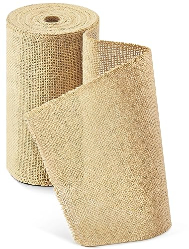 HEETA Jute Tischläufer Rolle 20cmx10m , Eco Jute Tischband aus Natur Stoff - Natur Stiff für Hochzeit, Bauernhaus Party, Kommunion, Rustikale Tisch Dekoration