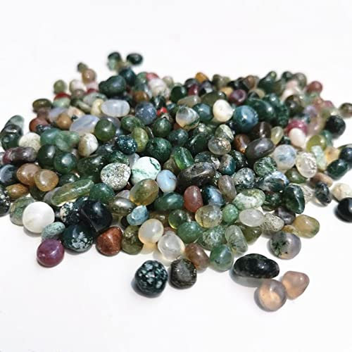 HXSCOO Agata di Muschio Naturale Piccole Pietre burattate Ghiaia di Cristallo for la Decorazione (Color : 300g)
