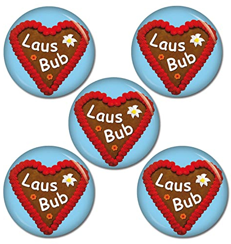 3|5|10 SET Button Lebkuchenherz Lausbub 37 mm Button Ansteckbutton Pin Oktoberfest Wiesn Volksfest für Dirndl oder Lederhose