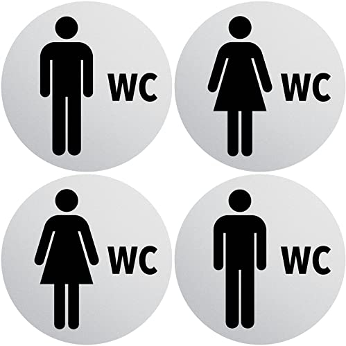 Clever Pool Autocollant de toilettes pour homme et femme - Résistant aux intempéries - Plaque de toilettes - Plaque de porte - Plaque en film - D = 148 mm - Plaque signalétique (2 WC homme + femme
