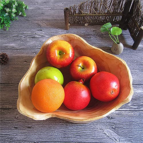 Fruit Bowl Wooden Bowl Natural Root Carved,Vintage Handmade Serving Tray For Fruit Salad Wood Dinnerware (Wood Diameter 40cm(16inch))