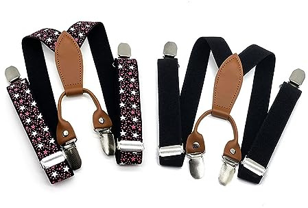 Anshili Lot de 2 bretelles pour enfant - 4 clips - En forme de Y - 2,5 cm de large, 2.5*65 cm