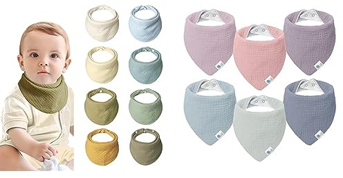 Lulu moon Lätzchen Baby Absorbierende Dreieckstuch & Lätzchen Baby Dreieckstuch Baby Musselin Halstuch Baby für Junge und Mädchen (6 Stück,Traum Einhorn)