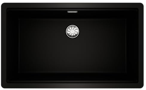 TEKA Fregadero Cocina Un Seno Tegranite+, Doble Instalación Encastre o Bajo Encimera, Negro, Profundidad 20cm, Desagüe Válvula Canasta PerfectFlow, Cestilla HelixPRO, Modelo Radea R10 70.40 M-TG