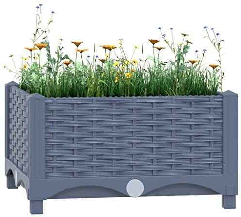Hovothy Jardinera de polipropileno de 40 x 40 x 23 cm, jardinera elevada para balcón, bancal para hierbas, verduras, elegante cama elevada para jardín, balcón, terraza, flores o plantas