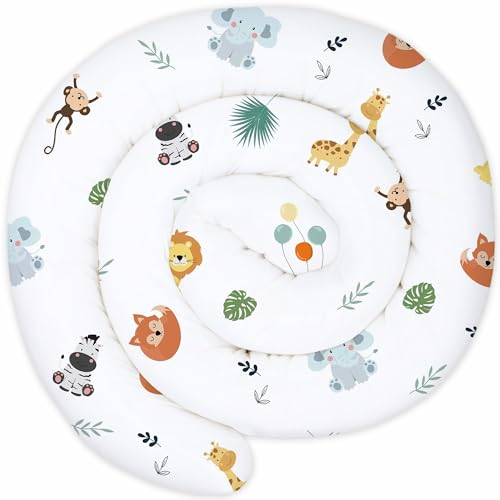 Totsy Baby Cojín Serpiente XXL Almohada de Cama Cojín de Lactancia Rollo de Cama Protector de Borde de Cama Cojín Decorativo Alrededor de Cama Serpiente XL Safari 150 cm Oeko-Tex