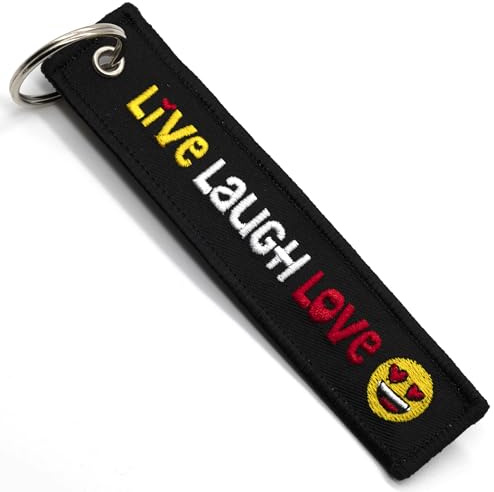 Porte Clef Moto - Cadeau pour Motard Porte-cle moto en Tissu LIVE LAUGH LOVE, Accessoires pour Moto - Porte-clés Originaux - Cadeaux Originaux pour Motards