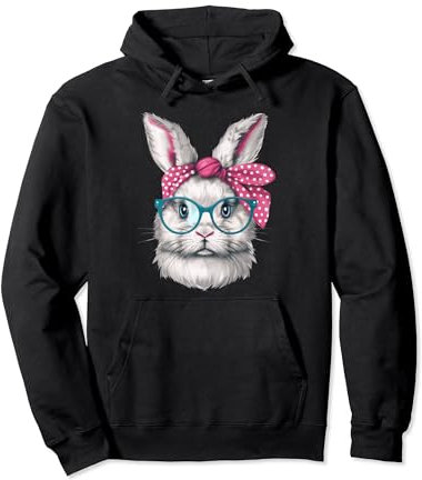 Osterhase mit Brille und Stirnband Bandana Pullover Hoodie