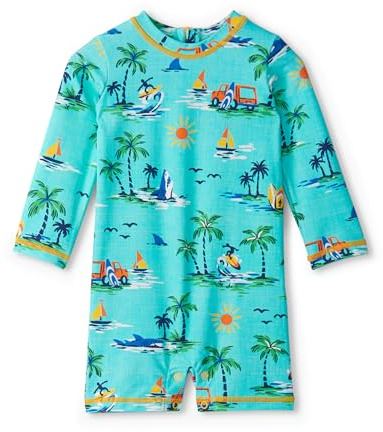 Hatley Baby Boys Swim One-Piece Rashguard Swimsuit, Vintage Holiday, 18-24 Months