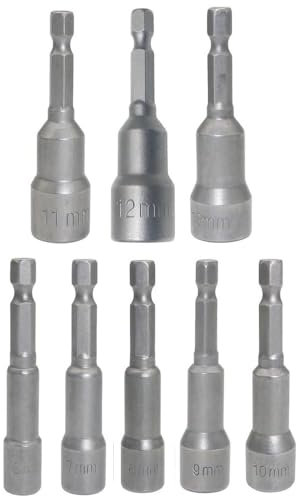 Set di 8 inserti per chiavi a bussola, 6 – 13 mm, Shallho 1/4 pollici, magnetico, esagonale, adattatore per chiavi a bussola, set di punte