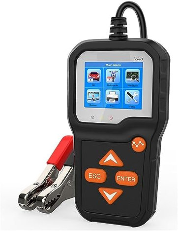 KOROBIE Batterietestgerät BA301 Autobatterietester Motorrad-Ankurbeltest 2000 CCA Bootsbatterien Ladegerät Analysatorschaltung Kfz-Werkzeuge für LKW, Marine, Motorrad, SUV, Boot