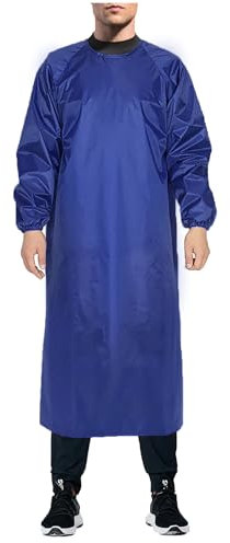 SUJAN Soft Waterproof Long Sleeve Apron Gown Protective Coverall, Blue