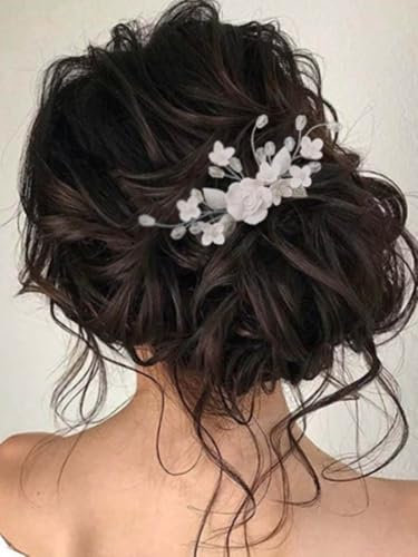 SINLOV Blumen-Hochzeits-Haarkamm, Perlen, Braut-Haarteile, Blatt, Braut, Brautjungfer, Kopfschmuck, Hochzeits-Haarschmuck für Frauen