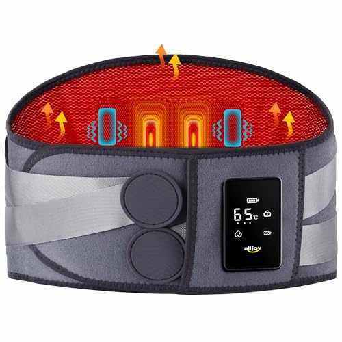 ALLJOY 67 Cordless Heating Pad for Back Pain Relief FSA Eligible HSA, Mothers Day Gifts for Women Mom Men Dad, Portable Lower Back Massager with 3 Heat 5 Vibration, Wireless Heating Pad for Cramps