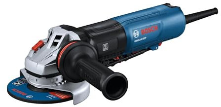 BOSCH GWS14-50P 5 pulgadas Amoladora angular con interruptor de paleta de bloqueo, juego completo para molienda y corte versátiles