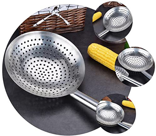 Garneck Cucchiaio Scolapasta a Rete in Acciaio Inox 28 Cm Per Pentola Calda e Frittura Manico Ergonomico Resistente Al Calore, Utensile Cucina Per Patatine Fritte e Verdure, Pulibile in Lavastoviglie