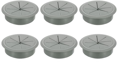 sourcing map 6 Pcs Desk Grommet, 3.15 inch 80mm Desk Cable Hole Cover, Desk Wire Hole Insert for Home Office Table Cabinet Cord Organizer, Drak Gray