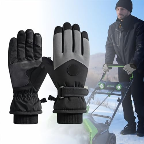 Snow Shovel Work Gloves - Winter Pusher Mittens Anti-Freeze Stroller Hand Cover, Waterproof and Snowproof Warm Protective Accessories, 1 Pair