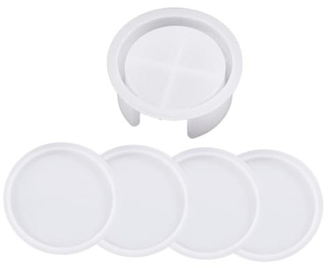 VILLCASE 5piezas Moldes De Silicona Para Resina Epoxi Moldes Redondos Para Posavasos De Resina Diy Manualidades Para Entretenimiento El Hogar