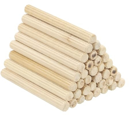 PATIKIL 120 Stück 5 x 60mm Holzdübel Set, Riffelholzdübel Holzstifte Dübel Set Gerillte Holzübelstifte Dübel Holz mit Rillen für Zimmerei Möbel Tür Kunsthandwerk Projekte