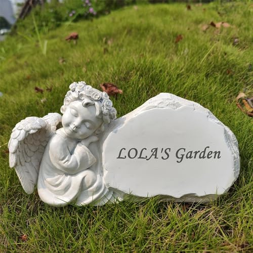 Generisch Memorial Garden Stones Angel Stones Engraved with Any Message - Personalisierte Gedenksteine Grabmarker Friedhofssteine Memorial Plaques mit Engelsstatue