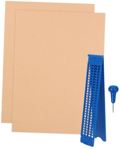 Beaupretty Kit di Scrittura Braille Robusto e Riutilizzabile Tavola Braille in Plastica Stilo e 3 Fogli di Esercizi Lavagna Portatile per Non Vedenti per Apprendimento e Pratica Quotidiana