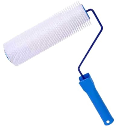 Rouleau manuel à pointes pour nivellement du sol et application de peinture, outil de retrait de bulles en polyéthylène de 22,9 x 30,5 cm avec poignée ergonomique pour le composé auto-nivelant et le