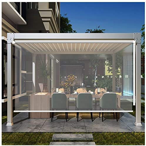 Transparente Außenrollos für Balkon, Terrasse und Pergola, leicht nach unten und oben zu ziehen, 80 x 120 cm, UV-Schutz und Privatsphäre