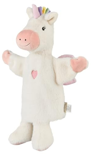 Sterntaler Handpuppe Einhorn aus weichem Flausch, Kinder- und Babyspielzeug, samtige Details, süße Stickerei auf dem Bauch, wattiert, 32 × 26 × 10 cm – Ecru