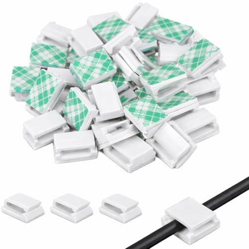 50 Pack Electrical Wire Cable Clips, Self Adhesive Cable Tidy Clips Self Adhesive, Dash Cam Cable Clips, Stick on Cable Clips for Car, Office and Home