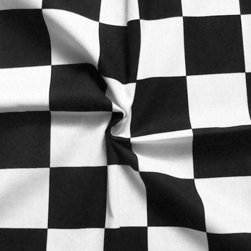 STOFFKONTOR Baumwollstoff Start-Ziel Flagge Farbe Schwarz-Weiss
