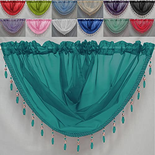 John Aird Crystal Beaded Voile Curtain Swag (Teal)