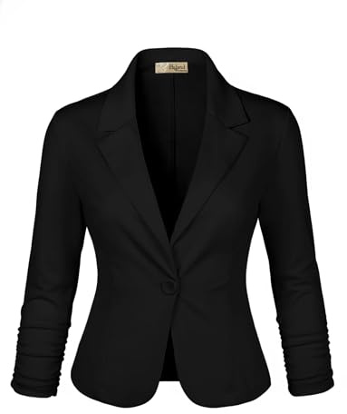 Hybrid & Company Women's Lightweight Casual Work Office Stretch Ponte Cardigan Blazer Jacket JK1131 Black 1X