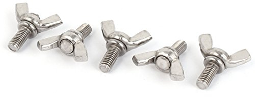 sourcingmap M5 x 10mm 304 Stainless Steel Wing Bolt Butterfly Screw Fastener Silver Tone 5pcs